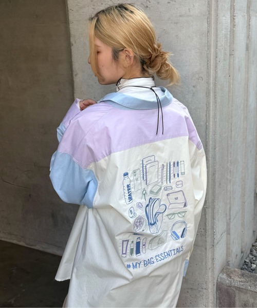 DOUBLE NAME（ダブルネーム）の「#MY BAG ESSENCIALS BACK刺しゅうシャツ（Tシャツ/カットソー・レディース・オフホワイト/ブルー系その他・FREE）」の5枚目の写真