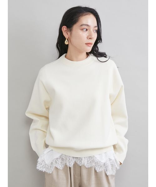 Mila Owen（ミラオーウェン）の「レースヘムレイヤードニット（ニット/セーター・レディース・ブラウン/グレー/ライトブルー/アイボリー・F）」の8枚目の写真