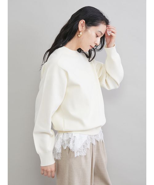 Mila Owen（ミラオーウェン）の「レースヘムレイヤードニット（ニット/セーター・レディース・ブラウン/グレー/ライトブルー/アイボリー・F）」の9枚目の写真