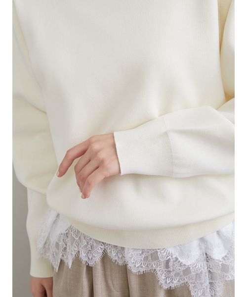 Mila Owen（ミラオーウェン）の「レースヘムレイヤードニット（ニット/セーター・レディース・ブラウン/グレー/ライトブルー/アイボリー・F）」の12枚目の写真