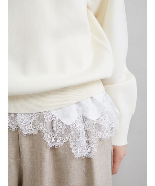 Mila Owen（ミラオーウェン）の「レースヘムレイヤードニット（ニット/セーター・レディース・ブラウン/グレー/ライトブルー/アイボリー・F）」の13枚目の写真