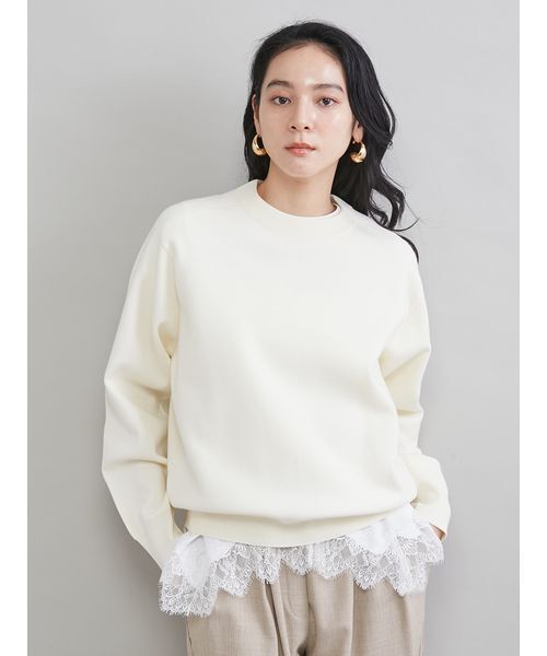 Mila Owen（ミラオーウェン）の「レースヘムレイヤードニット（ニット/セーター・レディース・ブラウン/グレー/ライトブルー/アイボリー・F）」の14枚目の写真