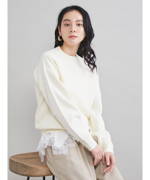 Mila Owen（ミラオーウェン）の「レースヘムレイヤードニット（ニット/セーター・レディース・ブラウン/グレー/ライトブルー/アイボリー・F）」の15枚目の写真