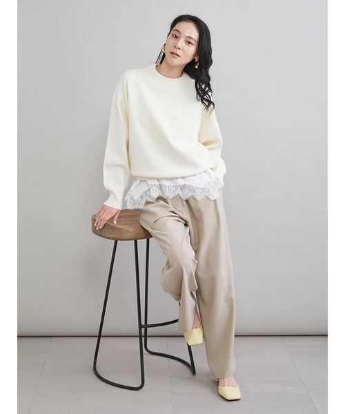 Mila Owen（ミラオーウェン）の「レースヘムレイヤードニット（ニット/セーター・レディース・ブラウン/グレー/ライトブルー/アイボリー・F）」の16枚目の写真