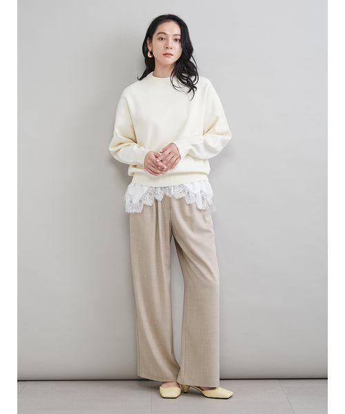 Mila Owen（ミラオーウェン）の「レースヘムレイヤードニット（ニット/セーター・レディース・ブラウン/グレー/ライトブルー/アイボリー・F）」の17枚目の写真