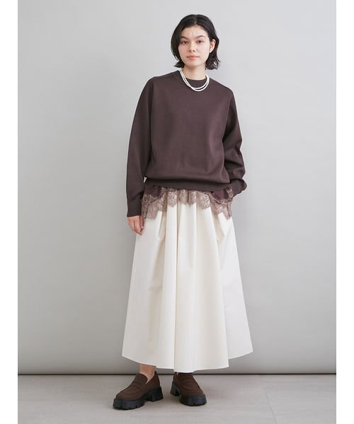 Mila Owen（ミラオーウェン）の「レースヘムレイヤードニット（ニット/セーター・レディース・ブラウン/グレー/ライトブルー/アイボリー・F）」の22枚目の写真