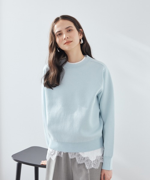 Mila Owen（ミラオーウェン）の「レースヘムレイヤードニット（ニット/セーター・レディース・ブラウン/グレー/ライトブルー/アイボリー・F）」の4枚目の写真