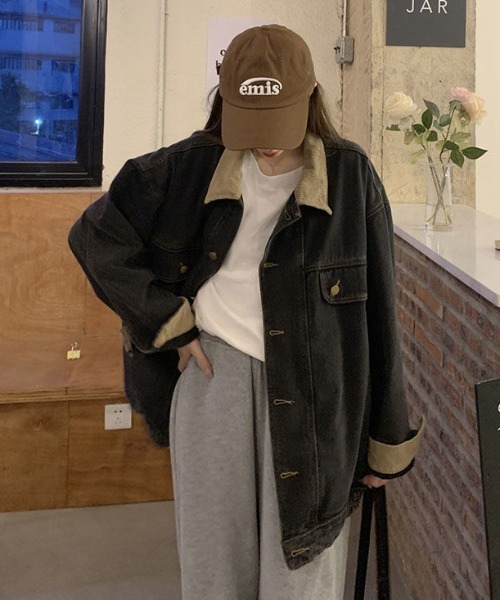 コーデュロイ襟デニムジャケット（デニムジャケット）｜LAC-VERT