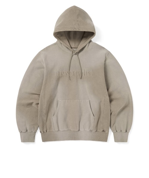 thisisneverthat(ディスイズネバーザット)の「Overdyed Embroidery Hoodie(パーカー・メンズ・チャコール/サンドグレー/パープル系その他・L/M/S/XL)」の2枚目の写真