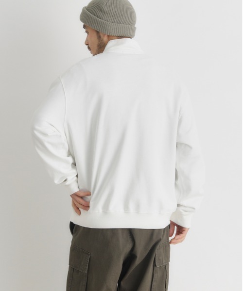 BACK NUMBER(バックナンバー)の「【BACK NUMBER】ワンポイントロゴハーフジッププルオーバー (スウェット / トレーナー / スタンドカラー / ビッグシルエット / ストリート / 古着ライク)(スウェット・メンズ・ブラック/ホワイト・S/M/L/XL)」の5枚目の写真