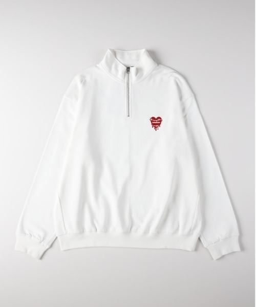 BACK NUMBER(バックナンバー)の「【BACK NUMBER】ワンポイントロゴハーフジッププルオーバー (スウェット / トレーナー / スタンドカラー / ビッグシルエット / ストリート / 古着ライク)(スウェット・メンズ・ブラック/ホワイト・S/M/L/XL)」の10枚目の写真