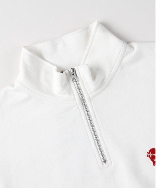 BACK NUMBER(バックナンバー)の「【BACK NUMBER】ワンポイントロゴハーフジッププルオーバー (スウェット / トレーナー / スタンドカラー / ビッグシルエット / ストリート / 古着ライク)(スウェット・メンズ・ブラック/ホワイト・S/M/L/XL)」の12枚目の写真