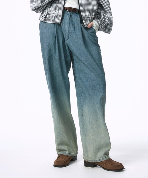 Nora Lily elle(ノラリリーエル)の「【Nora Lily】「elle」Bleached Hickory Gradation Pants(その他パンツ・レディース・ブルー/ブラック・FREE)」の18枚目の写真