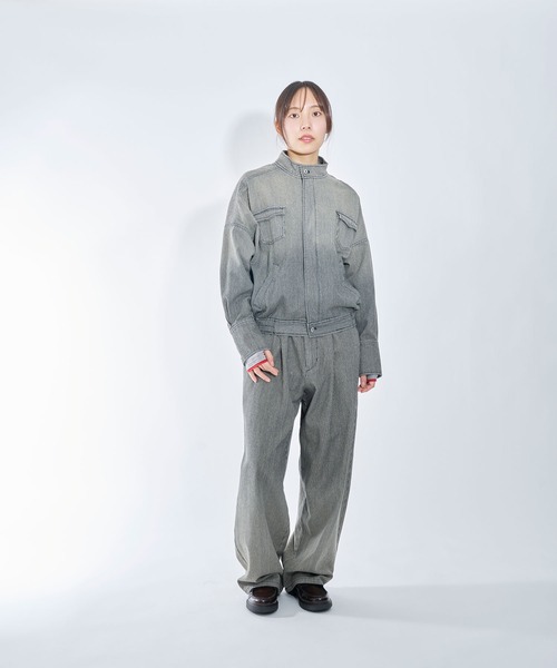 Nora Lily elle(ノラリリーエル)の「【Nora Lily】「elle」Bleached Hickory Gradation Pants(その他パンツ・レディース・ブルー/ブラック・FREE)」の6枚目の写真