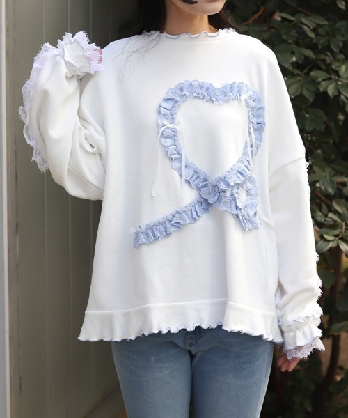 axes femme（アクシーズファム）の「フリルハートロングトレーナー（Tシャツ/カットソー・レディース・ホワイト/グレー/ミント・FREE）」の22枚目の写真