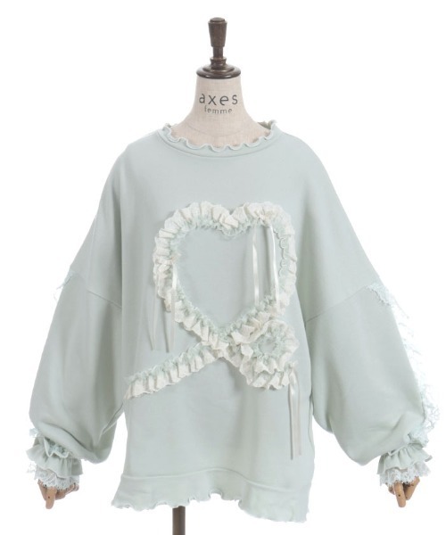axes femme（アクシーズファム）の「フリルハートロングトレーナー（Tシャツ/カットソー・レディース・ホワイト/グレー/ミント・FREE）」の8枚目の写真