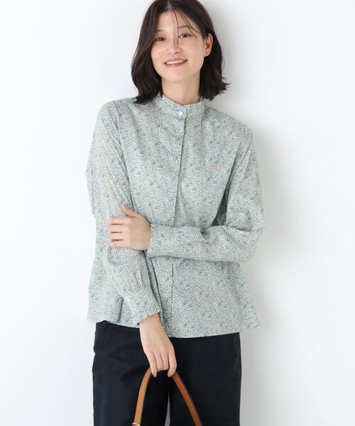 human woman(ヒューマンウーマン)の「【ウォッシャブル】スタンドフリルブラウス(シャツ/ブラウス・レディース・ケリーグリーン/ホワイト系その他3・MEDIUM)」の2枚目の写真