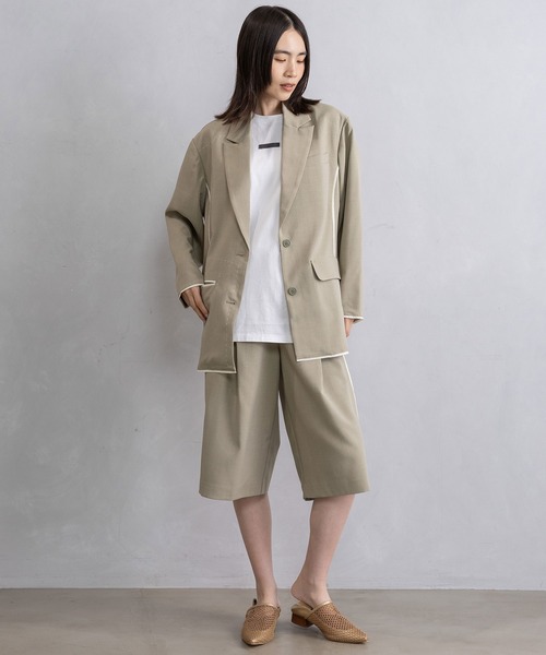 MARECHAL TERRE(マルシャルテル)の「ハンドステッチ切替えジャケット(テーラードジャケット・レディース・ベージュ/ブラック/ライトカーキ/グレー・MEDIUM)」の10枚目の写真