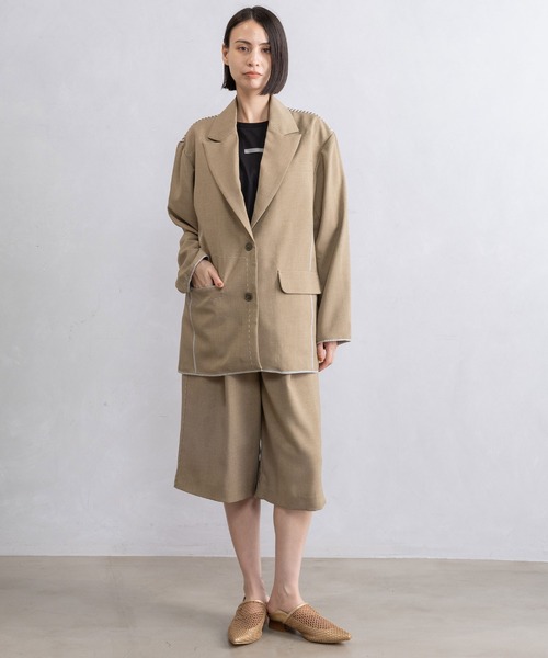 MARECHAL TERRE(マルシャルテル)の「ハンドステッチ切替えジャケット(テーラードジャケット・レディース・ベージュ/ブラック/ライトカーキ/グレー・MEDIUM)」の16枚目の写真