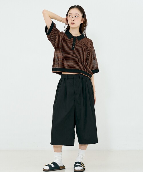 NOMINE(ノミネ)の「メッシュ ポロニット(ニット/セーター・レディース・パープル/ブラック/ブラウン/ライトグレー・フリー)」の6枚目の写真