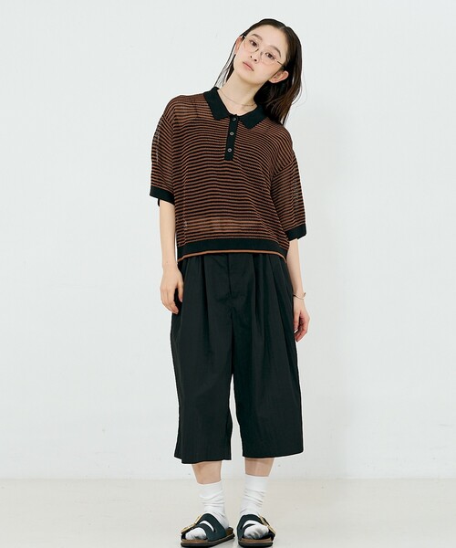 NOMINE(ノミネ)の「メッシュ ポロニット(ニット/セーター・レディース・パープル/ブラック/ブラウン/ライトグレー・フリー)」の7枚目の写真