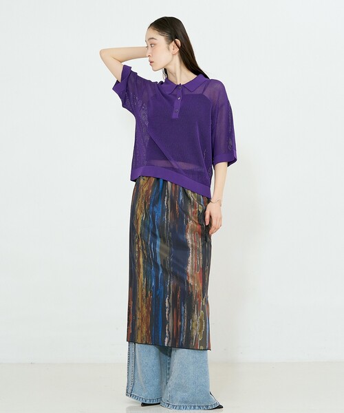 NOMINE(ノミネ)の「メッシュ ポロニット(ニット/セーター・レディース・パープル/ブラック/ブラウン/ライトグレー・フリー)」の18枚目の写真