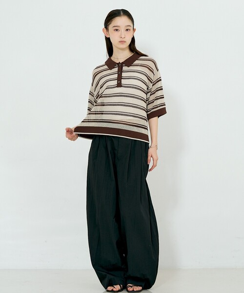 NOMINE(ノミネ)の「メッシュ ポロニット(ニット/セーター・レディース・パープル/ブラック/ブラウン/ライトグレー・フリー)」の22枚目の写真