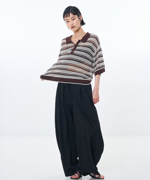NOMINE(ノミネ)の「メッシュ ポロニット(ニット/セーター・レディース・パープル/ブラック/ブラウン/ライトグレー・フリー)」の5枚目の写真