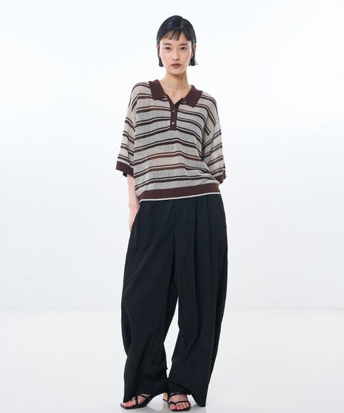 NOMINE(ノミネ)の「メッシュ ポロニット(ニット/セーター・レディース・パープル/ブラック/ブラウン/ライトグレー・フリー)」の6枚目の写真