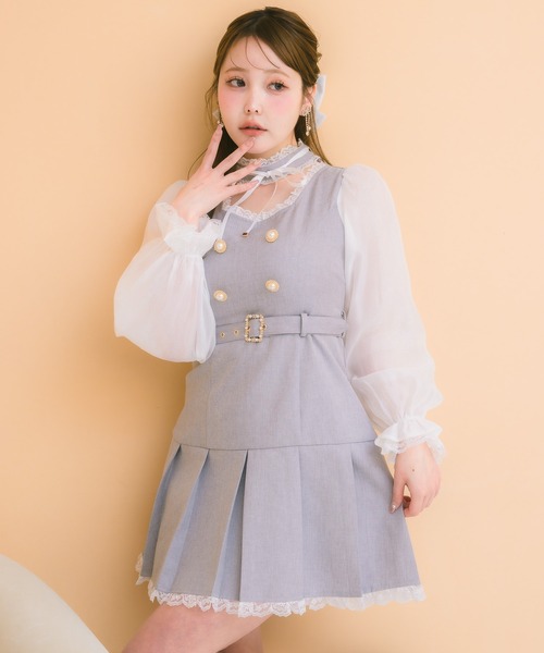couture BY ROJITA(クチュールバイロジータ)の「チョーカーリボンプリーツデザインワンピース(ワンピース・レディース・ブラック/チャコールグレー/グレー・FREE)」の3枚目の写真