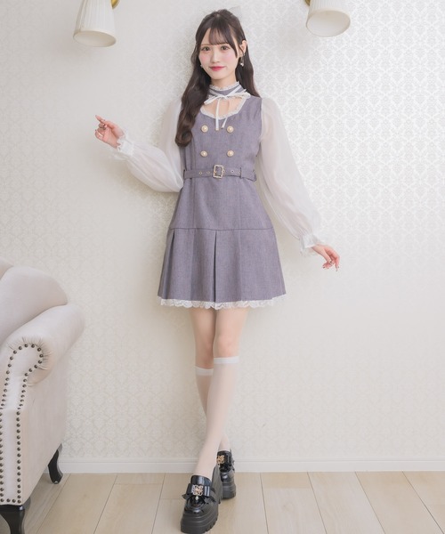 couture BY ROJITA(クチュールバイロジータ)の「チョーカーリボンプリーツデザインワンピース(ワンピース・レディース・ブラック/チャコールグレー/グレー・FREE)」の11枚目の写真