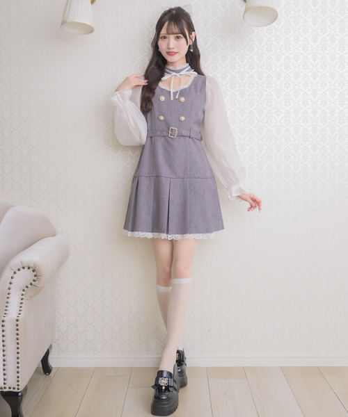 couture BY ROJITA(クチュールバイロジータ)の「チョーカーリボンプリーツデザインワンピース(ワンピース・レディース・ブラック/チャコールグレー/グレー・FREE)」の12枚目の写真