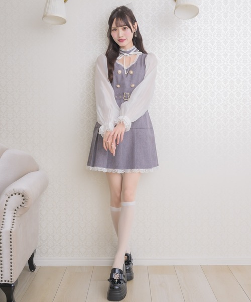couture BY ROJITA(クチュールバイロジータ)の「チョーカーリボンプリーツデザインワンピース(ワンピース・レディース・ブラック/チャコールグレー/グレー・FREE)」の13枚目の写真