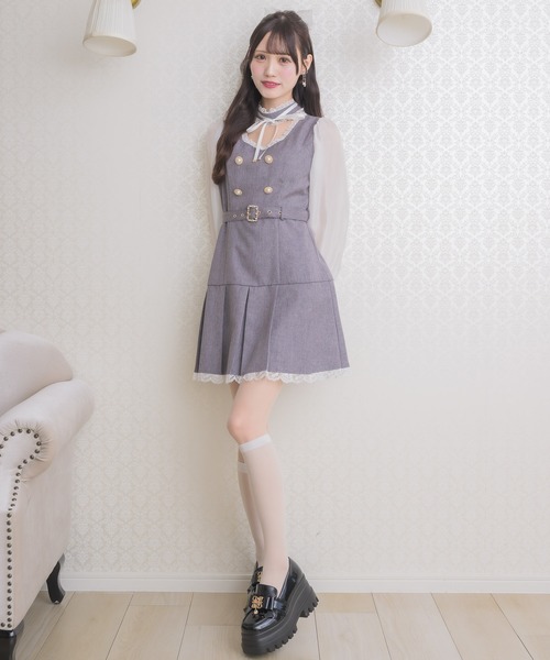 couture BY ROJITA(クチュールバイロジータ)の「チョーカーリボンプリーツデザインワンピース(ワンピース・レディース・ブラック/チャコールグレー/グレー・FREE)」の14枚目の写真