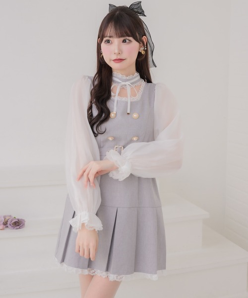 couture BY ROJITA(クチュールバイロジータ)の「チョーカーリボンプリーツデザインワンピース(ワンピース・レディース・ブラック/チャコールグレー/グレー・FREE)」の20枚目の写真