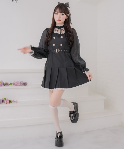 couture BY ROJITA(クチュールバイロジータ)の「チョーカーリボンプリーツデザインワンピース(ワンピース・レディース・ブラック/チャコールグレー/グレー・FREE)」の7枚目の写真