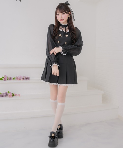 couture BY ROJITA(クチュールバイロジータ)の「チョーカーリボンプリーツデザインワンピース(ワンピース・レディース・ブラック/チャコールグレー/グレー・FREE)」の5枚目の写真