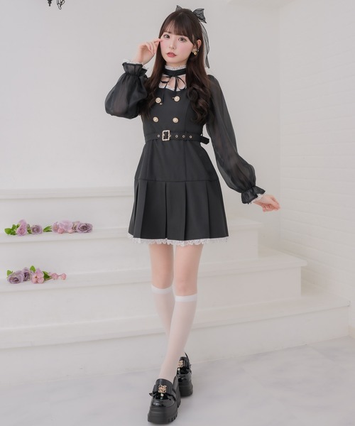 couture BY ROJITA(クチュールバイロジータ)の「チョーカーリボンプリーツデザインワンピース(ワンピース・レディース・ブラック/チャコールグレー/グレー・FREE)」の6枚目の写真