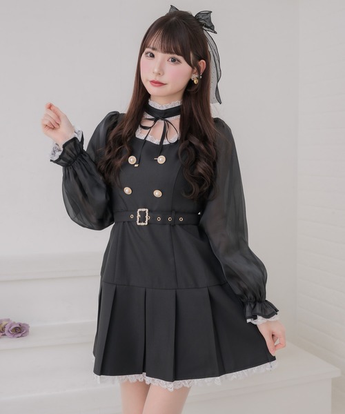 couture BY ROJITA(クチュールバイロジータ)の「チョーカーリボンプリーツデザインワンピース(ワンピース・レディース・ブラック/チャコールグレー/グレー・FREE)」の8枚目の写真