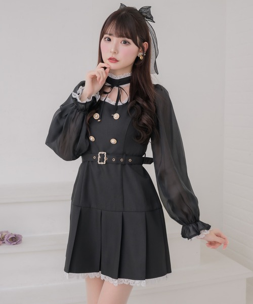 couture BY ROJITA(クチュールバイロジータ)の「チョーカーリボンプリーツデザインワンピース(ワンピース・レディース・ブラック/チャコールグレー/グレー・FREE)」の9枚目の写真