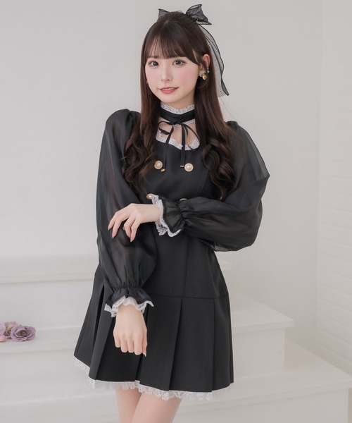 couture BY ROJITA(クチュールバイロジータ)の「チョーカーリボンプリーツデザインワンピース(ワンピース・レディース・ブラック/チャコールグレー/グレー・FREE)」の10枚目の写真