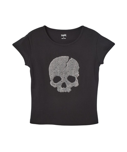 X-girl(エックスガール)の「RHINESTONE SKULL S/S BABY TEE(Tシャツ/カットソー・レディース・ブラック/ホワイト・S/M)」の10枚目の写真