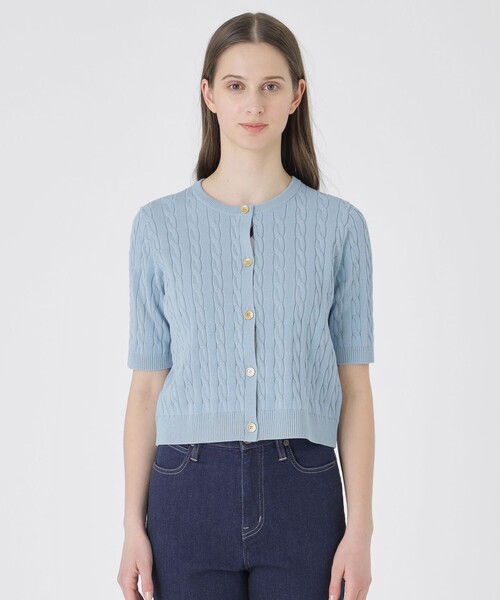 BLUE LABEL CRESTBRIDGE(ブルーレーベルクレストブリッジ)の「コットンポリエステルケーブルニットカーディガン(カーディガン/ボレロ・レディース・イエロー/ホワイト/ダークネイビー/ブルー系その他2・38)」の12枚目の写真