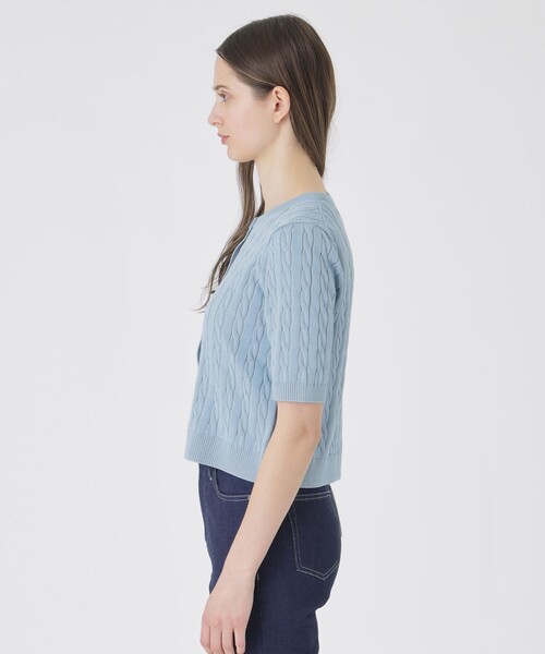BLUE LABEL CRESTBRIDGE(ブルーレーベルクレストブリッジ)の「コットンポリエステルケーブルニットカーディガン(カーディガン/ボレロ・レディース・イエロー/ホワイト/ダークネイビー/ブルー系その他2・38)」の13枚目の写真