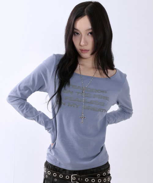 runningHIGH（ランニングハイ）の「レタリングスリムL/Sティー[ブルー]（Tシャツ/カットソー・レディース・その他・FREE）」の7枚目の写真