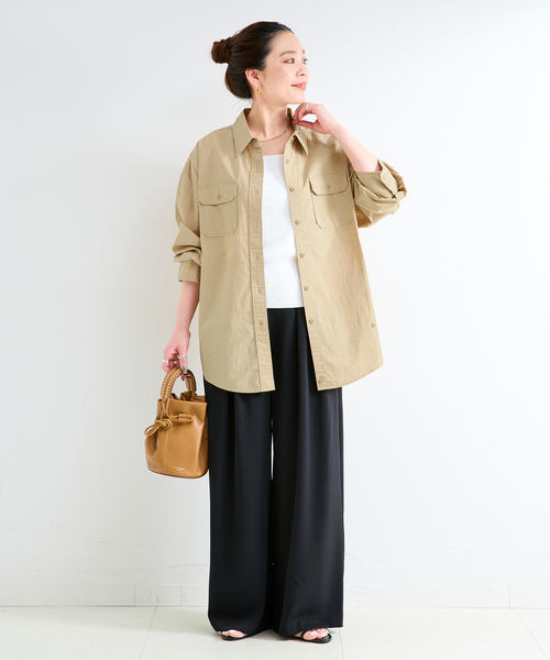B.C STOCK(ベーセーストック)の「【WEB+一部店舗限定】ウォッシャブル / バイオウォッシュ2WAYシャツ(シャツ/ブラウス・レディース・カーキ/ネイビー/ベージュ・FREE)」の21枚目の写真