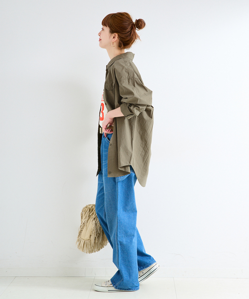 B.C STOCK(ベーセーストック)の「【WEB+一部店舗限定】ウォッシャブル / バイオウォッシュ2WAYシャツ(シャツ/ブラウス・レディース・カーキ/ネイビー/ベージュ・FREE)」の6枚目の写真