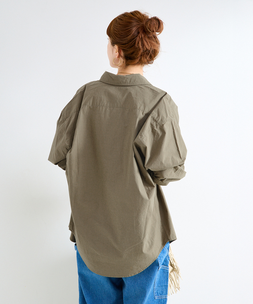 B.C STOCK(ベーセーストック)の「【WEB+一部店舗限定】ウォッシャブル / バイオウォッシュ2WAYシャツ(シャツ/ブラウス・レディース・カーキ/ネイビー/ベージュ・FREE)」の11枚目の写真