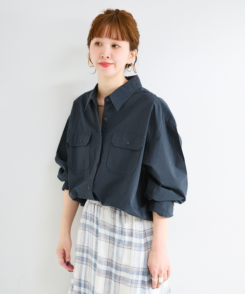 B.C STOCK(ベーセーストック)の「【WEB+一部店舗限定】ウォッシャブル / バイオウォッシュ2WAYシャツ(シャツ/ブラウス・レディース・カーキ/ネイビー/ベージュ・FREE)」の15枚目の写真