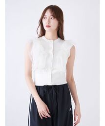 SNIDEL（スナイデル）の「チュールフリルクルーニット（ニット/セーター）」